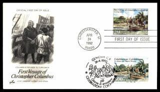 Columbus Coming Ashore Italy Mixed Franking Joint Issue 1992 Artcraft Fdc