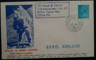 Scarce 1972 Great Britain Apollo 16 Moon Mission Cover With Field Post Office Cd