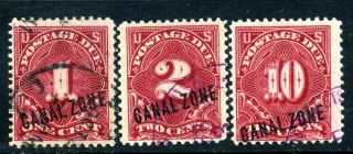 Us Possessions Canal Zone Scott J1 - J3 1c - 10c Postage Due Set 1914 Issue 9g23 25