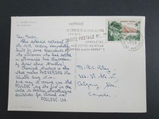 France - Dear Doctor Postcard Poulenc 1958 To Canada [898