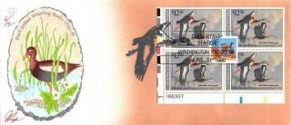 Rw57 1990 Duck Stamp,  Pugh H/p Plate Block,  Oversize Hand Painted [d508078]