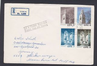 Ireland,  Scott 376 - 379 On Registered Fdc To Germany,  Issued 10/6/75