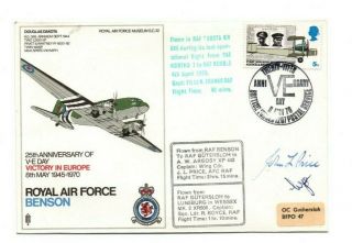 1970 Raf Museum Sc32 Cover - 25th Anniv.  Of Victory In Europe - 2 Signatures