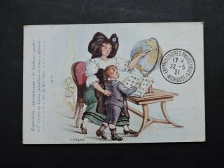 1921 France Philatelic Expo Postcard,  6 Stamps Netherlands Exposition Pmk