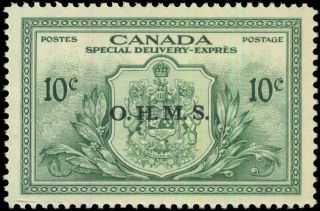 Canada Eo1 Xf Og Nh 1950 Special Delivery 10c Green Ohms Overprint