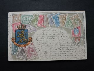 1905 Netherlands Zieher Embossed Stamp Postcard,  Russia 4k To France See Back