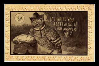 Dr Jim Stamps Us Owl Will You Answer Me Comic Postcard Embossed Border