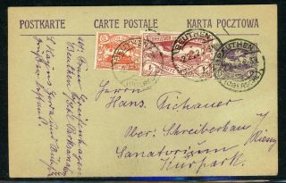 Upper Silesia (oberschlesien) Postal History: Lot 41 1922 Beuthen - Kurpark $$$