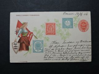 1906 Denmark Printed Postage Stamps Postcard,  5 Ore Back Odense - Slagelse