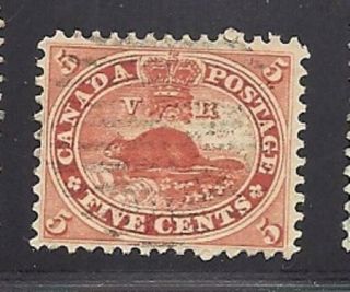 Canada Scott 15 5 Cent Red Vf With Lite Cancel.  Cat $50,