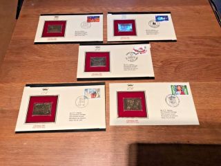 Set 5 First Day Covers With 22ct Gold Stamp Replicas - Christmas 1981