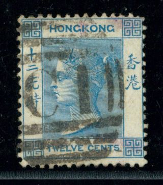 (hkpnc) Pt Hong Kong 1863 Qv 12c Cc Wmk Canton C1 Killer Vfu