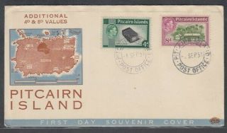 Pitcairn Islands 1951 Kgvi 4d.  & 8d.  Additional Values Fdc (id:175/d48356)