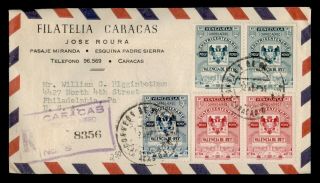 Dr Who 1955 Venezuela Pair Caracas Registered Airmail To Usa E71871