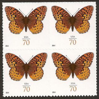 Us 4859 Great Spangled Fritillary Butterfly 70c Block Mnh 2014