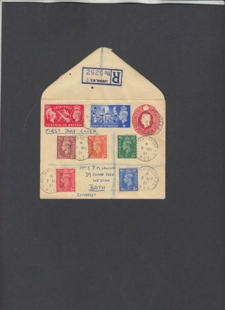 1951 Festival Of Britain 2½d Printed Envelope,  Definitives,  Commems.  Cat £60,