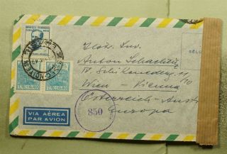 Dr Who 1949 Brazil Airmail To Austria Censored Pair E71166