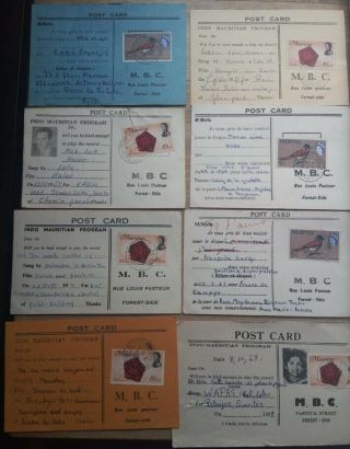 8 X 1960s/1970s Mauritius Mbc Radio Song Request Postcards - Postal History
