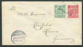 Zanzibar 1904 Postal Stationery Envelope 1a U.  8 Uprated ½a To Germany
