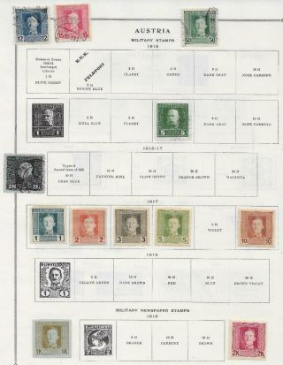 12 Austria Military Stamps From Quality Old Album 1915 - -