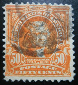 U.  S.  Stamps:scott 310,  50c,  Orange,  The Regular Series Issue,  Of 1902 - 1903