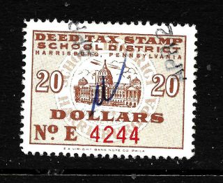 Hick Girl Stamp - U.  S.  State Of Pennsylvania $20 Deed Tax Stamp Y1843