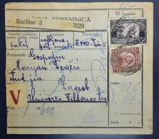 Yugoslavia Slovenia 1923 Insured Parcel Card Maribor To Zagreb Look,  Jugoslawien