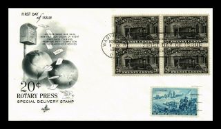 Dr Jim Stamps Us 20c Rotary Press Special Delivery First Day Cover Block