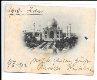 India 1903 Card To Germany Agra Temple