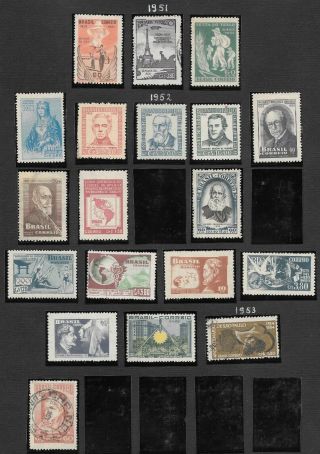 BRAZIL.  1950 - 1954.  HINGED AND (MAINLY) ON 5 PAGES 2