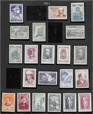 BRAZIL.  1950 - 1954.  HINGED AND (MAINLY) ON 5 PAGES 3