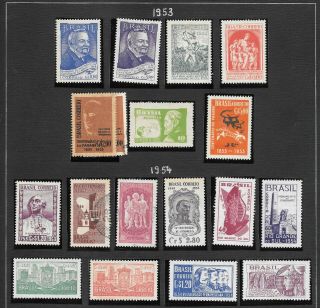 BRAZIL.  1950 - 1954.  HINGED AND (MAINLY) ON 5 PAGES 4