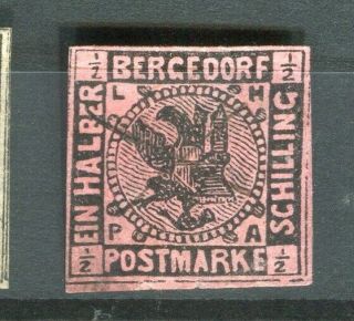 German Bergedorf; 1850s Early Classic Imperf Issue Scarce 1/2s.  Value