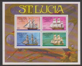 St Lucia - 1976,  American Revolution (ships) Sheet - Mnh - Sg Ms414