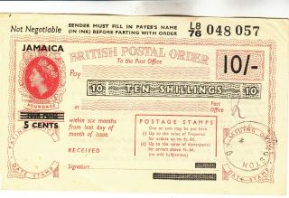 Jamaica,  British Postal Order,  Ten Shillings