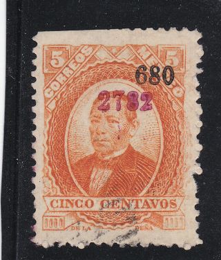 Mexico Mazatlan Juarez Issue 5 Cent Value 680 Tula Red Habilatado 2782