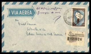 Argentina Rosario March 4 1950 Registered Air Mail Cover To Listerville Wva Usa
