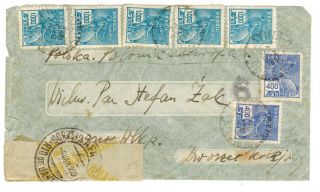 1939 Brazil Air Mail Cover To Poland,  5,  800 Reis (g11