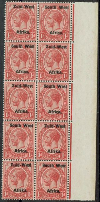 South West Africa 1923 Kgv 1d Mnh Block Settting I