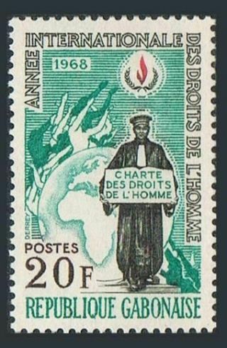 Gabon 235,  Mnh.  Michel 317.  Human Rights Year Ihry - 1968.  Lawyer,  Globe.