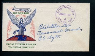 Lot 65632 Canada First Clipper Flight From United States To Great Britain