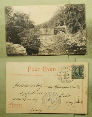 Dr Who 1907 Wading Riv & Li City Rpo Bronx River Postcard To Echo Ny E39247