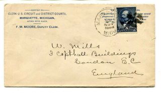 U.  S.  A.  1888 5cents On Cover From “marquette,  Michigan” To London Via York