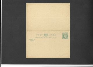 Gb Postal Stationery 1901 Qv 1/2d,  1/2d Green Reply Postcard Size F Cp41