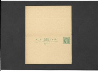 GB Postal Stationery 1901 QV 1/2d,  1/2d green Reply Postcard size f CP41 2