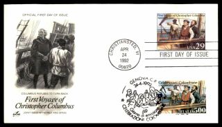 Christopher Columbus Approaching Land Italy Mixed Franking Joint Issue 1992 Fdc