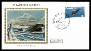 Canada Fdc 1979 Endangered Wildlife Whale Colorano Silk First Day Cover Wwa_8925