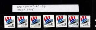 Set Of 7 33 Cent U.  S.  Postage " H " Series Hat Stamps Scott 3260 - 3269 Mnh (30)