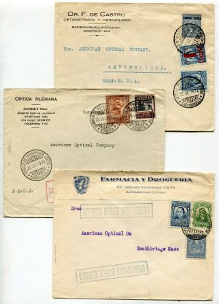Colombia 1931 / 1932 Scadta Airmail - Group Of 3 Covers To Southbridge Mass Usa