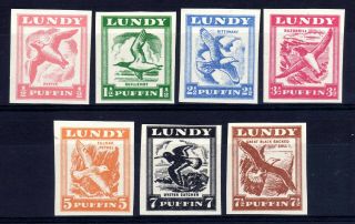 Gb Local Issues: Lundy 1951 Flying Bird Set Imperf Proofs In Issued Colours